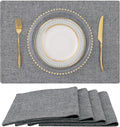 homing Cotton Linen Placemats Set of 4, Cloth Washable Farmhouse Dining Table Mats for Indoors & Outdoors, Easy to Clean, Dark Grey, 13 x 19 Inch