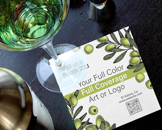 100% Recycled Custom Cocktail Napkins - Personalized 100% Recycled Napkins - Eco-friendly & Full-Color Digital Printed - Events & Celebrations - Pack of 50 - All Over Embossed Full Coverage, 5"x 5"