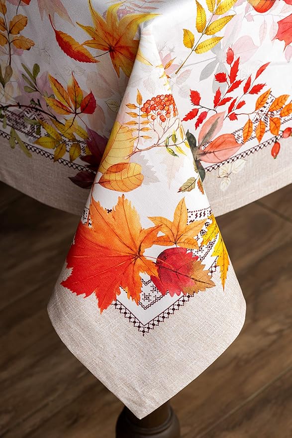 Maison d' Hermine Table Cloth Rectangle Table 100% Cotton 60 x 90 Inches Fall Tablecloth Reusable Everyday Use for Thanksgiving Christmas Decorations Dining Farmhouse Party (Amarante)