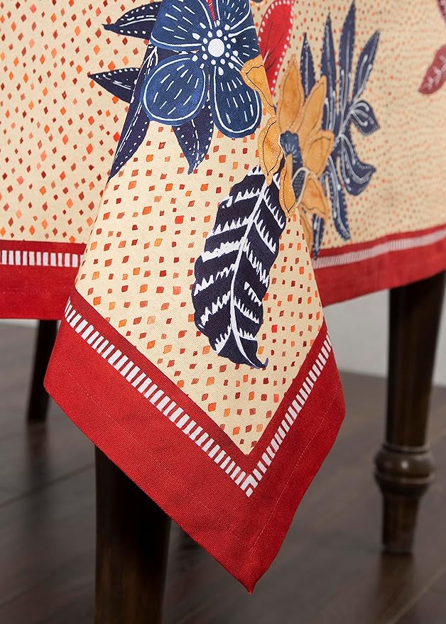 Maison d' Hermine Table Cloth Rectangle Table 100% Cotton 60 x 90 Inches Fall Tablecloth Reusable Everyday Use for Thanksgiving Christmas Decorations Dining Farmhouse Party (Kalahari)