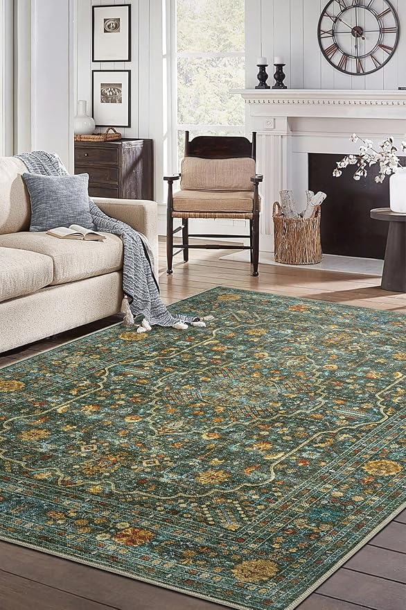 Keen Home Design 3x5 Rug - Machine Washable Entry Rug with Non-Slip Backing, Ideal for Enteryway, Kitchen, Bathroom, Laundry Room - Vintage, Easy Clean, Durable, Low Pile Rug - (3' x 5')