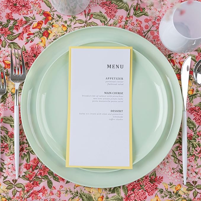 [30 Pack 8.6''] Mint Green Plastic Party Plates Edge Collection Premium heavyweight Elegant Disposable Tableware Dishes