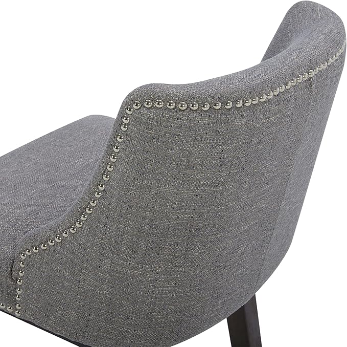 CHITA Counter Height Swivel Bar Stools Set of 2, FSC Certified Upholstered Counter Stools, Modern Swivel Barstools with Wood Legs for Kitchen Island, 26" Seat Height, Fabric in Fog