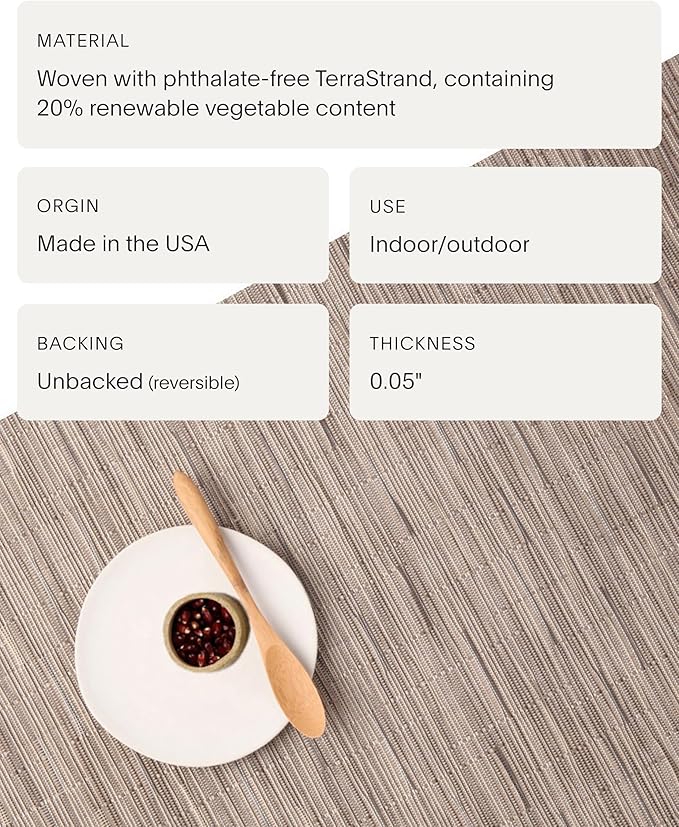 Chilewich Bamboo Placemats Set of 4 - Woven Rectangle Placemats - Reusable, Stain-Resistant, Indoor/Outdoor Tabletop Protection - 19" x 14" - Dune