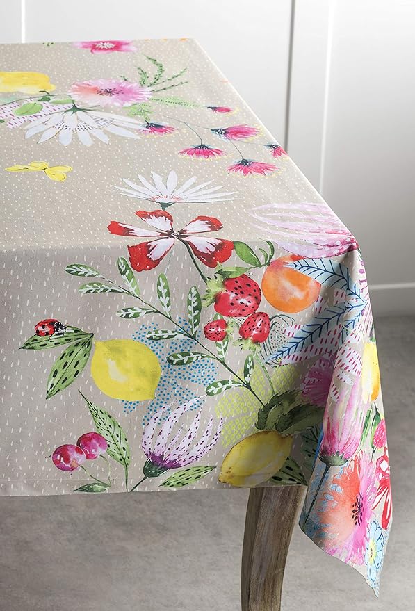 Maison d' Hermine Table Cloth Rectangle Table 100% Cotton 54 x 72 Inches Tablecloth Reusable Decorative for Dining Room Farmhouse Home Valentines Day Decorations Spring Summer - Jardin D'Ete - Fog