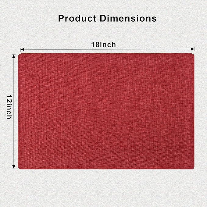 SLKQG Christmas Linen Fabric Placemats Set of 8 - Holiday Dining Table Mats for Festive Decor, Heat Resistant & Machine Washable, Place Mats for Dinner Parties, Xmas Gift for Home (8, Wine Red)
