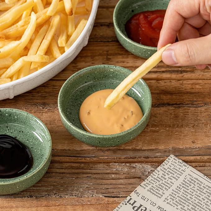 Dipping Bowls Set of 4, 2462°F High-Fired Ceramic Small Bowls for Dips, Olive Oil & Sauce, Elevates Table Setting, Idea for BBQ,Afternoon Tea,Entertaining,Housewarming & Holiday Gifts