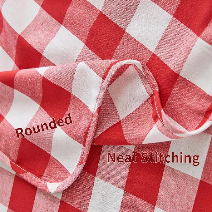BALCONY & FALCON Gingham Table Cloth Rectangle – Reversible Water-Resistant Cotton Checkered Tablecloth for Valentine， Outdoor Picnic, Camping, Kitchen, Holiday Party Decor (Red White, 55x71 Inch)