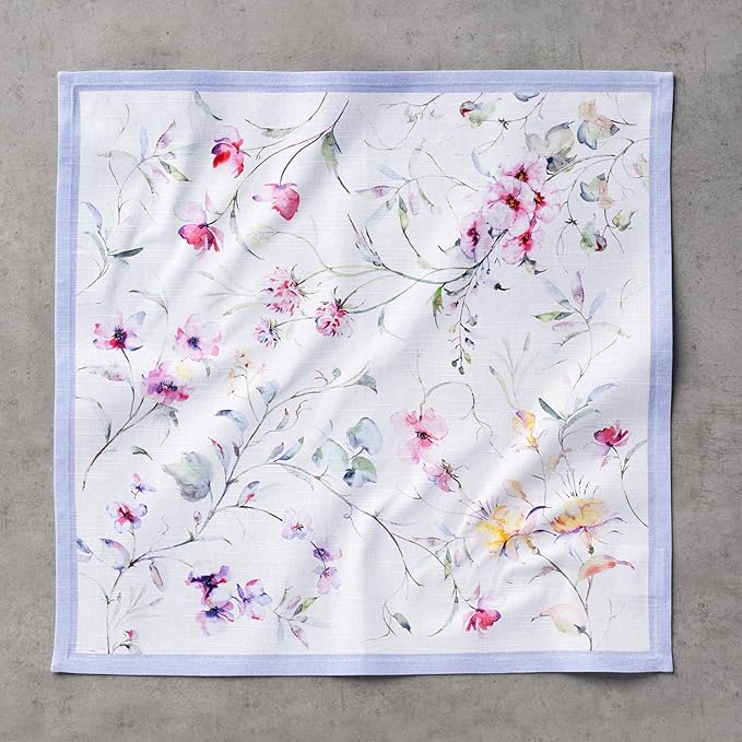 Maison d' Hermine Cloth Napkins Set of 4 100% Cotton Everyday Reusable Square Napkins Cloth Washable Dinner Party Wedding Restaurant Valentines Day Decorations Spring/Summer (Summer Floral, 20" x 20")