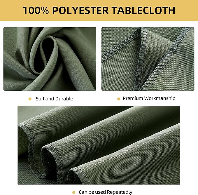 2-Pack 60x60 inch Sage Green Table Cloths, Solid Stain and Wrinkle Resistant Tablecloth, Premium Plain Weave Polyester Fabric Rectangle Table Linen Covers for Hotel, Banquet