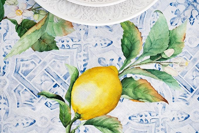 Maison d' Hermine Table Cloth Rectangle Table 100% Cotton 54 x 72 Inches Tablecloth Reusable Decorative for Dining Room Farmhouse Home Valentines Day Decorations Spring Summer - Citrus