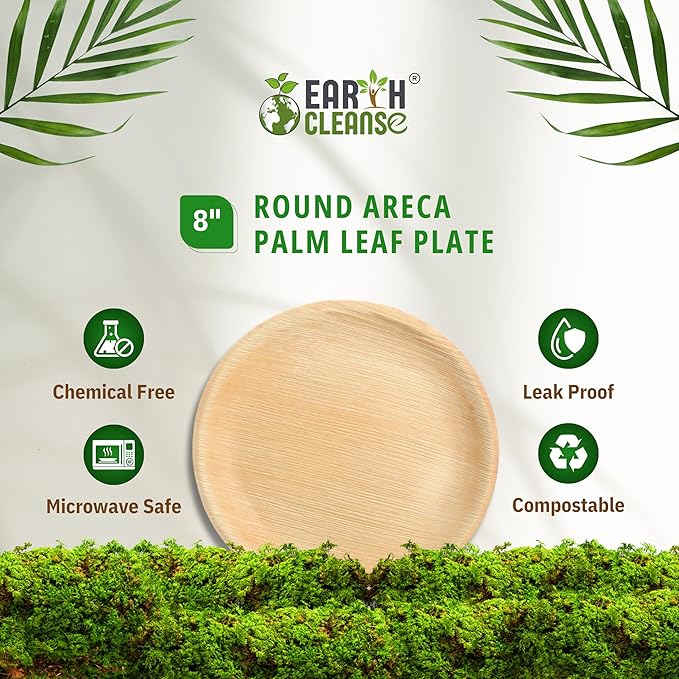 The Palm Dinnerware – Palm Plates 8 Inch Round (75 Pack) | Compostable & Biodegradable | Like Bamboo Disposable Plates | Oven & Microwave Safe | Eco-Friendly Party Dinnerware