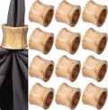 ALPHA Living HOME Rustic Wooden Napkin Rings Set of 12 - Handmade Natural Wood Napkin Holders for Table Decor, Farmhouse Dining, Weddings, Holidays, Parties, Everyday Use, Elegant (Brown