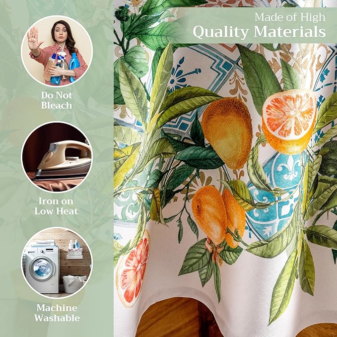 Maison d' Hermine Table Cloth Round Table 100% Cotton 69 Round Inches Tablecloth Reusable Decorative for Dining Room Farmhouse Home Valentines Day Decorations Spring Summer - Agrume