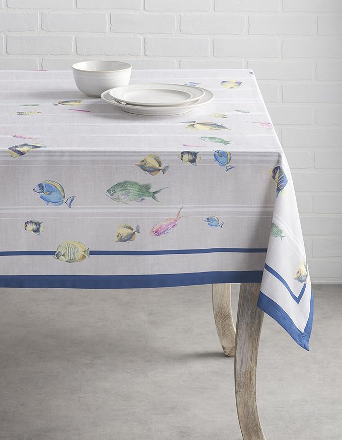 Maison d' Hermine Table Cloth Rectangle Table 100% Cotton 60 x 120 Inches Tablecloth Reusable Decorative for Dining Room Farmhouse Home Valentines Day Decorations Spring Summer - Poisson