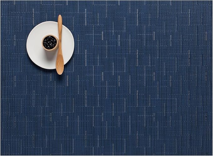 Chilewich Bamboo Placemats Set of 4 - Woven Rectangle Placemats - Reusable, Stain-Resistant, Indoor/Outdoor Tabletop Protection - 19" x 14" - Lapis