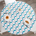 Walrus Round Vinyl Fitted Tablecloth with Flannel Backing Elastic Edge Design Table Cover Waterproof Oil-Proof PVC Table Cloth Stain-Resistant Best for 37"-44" Round
