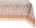 ATOSII Clover Yellow 100% Cotton Rectangle Fall Tablecloth, Handblock Floral Print Linen Table Cloth for Kitchen Dining I Parties, Outdoors, Christmas, Thanksgiving I 72 X 140 Inches I 12 Seater