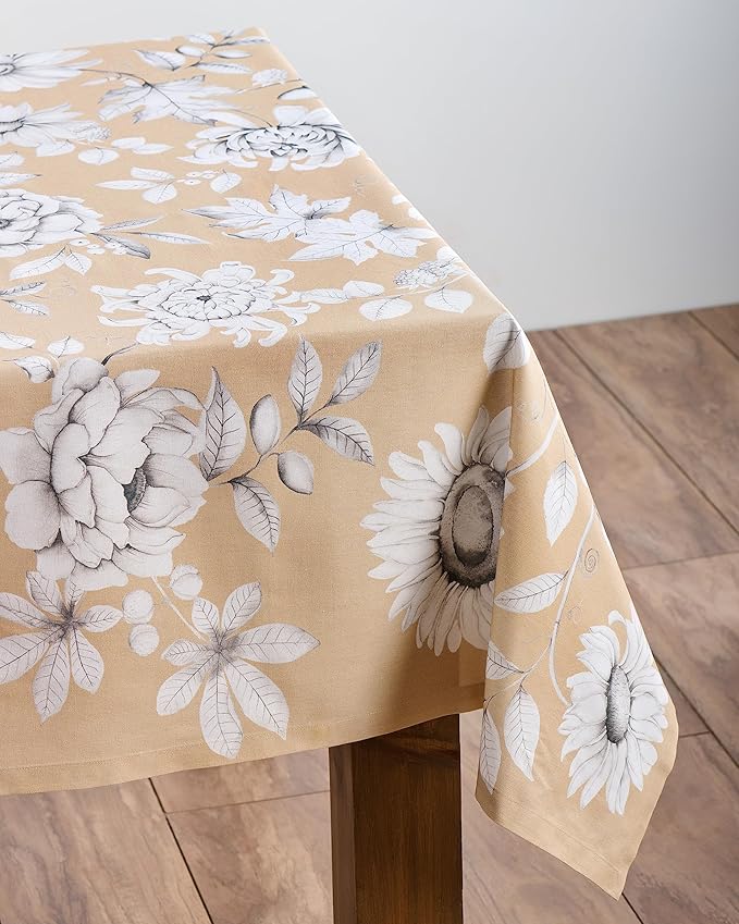 Maison d' Hermine Table Cloth Rectangle Table 100% Cotton 60 x 90 Inches Fall Tablecloth Reusable Everyday Use for Thanksgiving Christmas Decorations Dining Farmhouse Party (Pretty Autumn)
