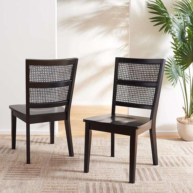 SAFAVIEH Home Collection Toril Coastal Black Dining Chair Set of 2