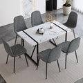 7 Piece Dining Table Set for 6,Modern Rectangle Dining Table and Fabric Dining Chairs 6,Kitchen Table and Chairs for 6,Ideal for Kitchen Dining Room