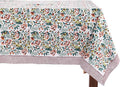ATOSII Ambrosia Green 100% Cotton Boho Rectangle Spring Tablecloth, Handblock Floral Print Table Cloth Linen for Kitchen Dining I Parties Outdoors Weddings Easter Picnics I 72 X 108 Inches I 8 Seater