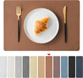 Jovono Faux Leather Placemats Set of 8, Waterproof Washable Table Mats, Easy-Clean Heat Resistant Kitchen Vinyl Place Mat for Dining Table, Restaurant, Indoor, 17.8"x11.8", Brown