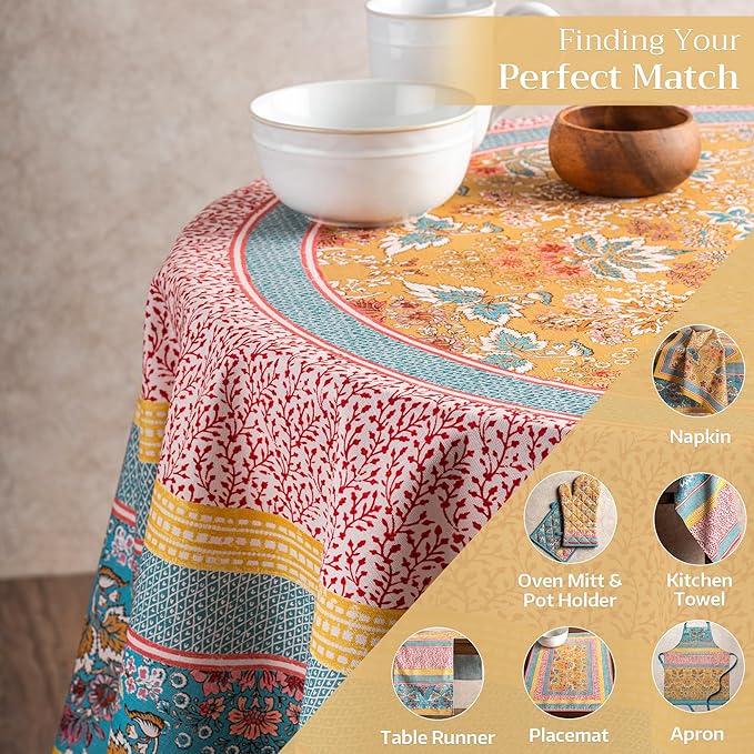 Maison d' Hermine Table Cloth Round Table 100% Cotton 69 Round Inches Tablecloth Reusable Decorative for Dining Room Farmhouse Home Valentines Day Decorations Spring Summer - Marquise
