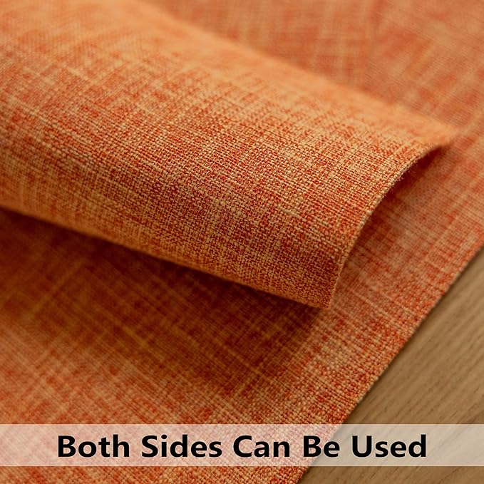 Demetex Orange Placemats Set of 4 Linen Place Mats Decorative Heat Resistant Cloth Table Mats for Party Birthday Gathering Dinner, 13x19 inch, Orange