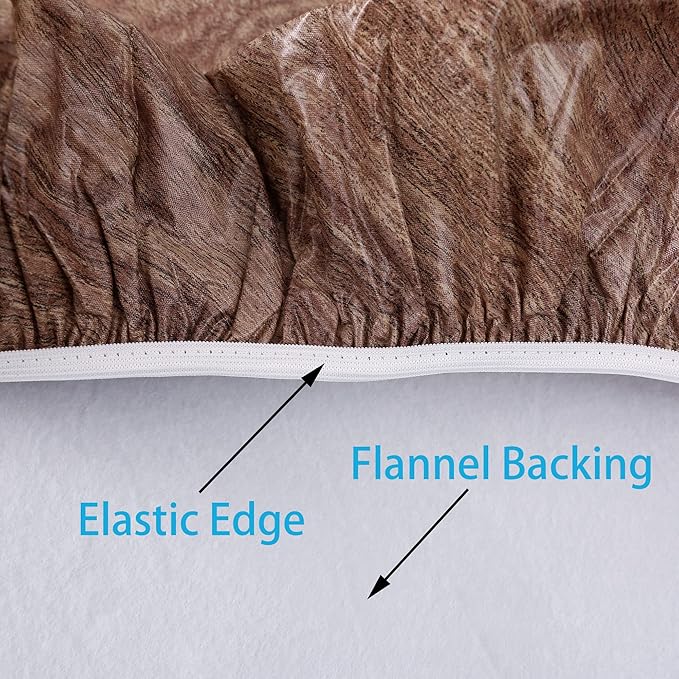 Walrus Round Vinyl Fitted Tablecloth with Flannel Backing Elastic Edge Design Table Cover Waterproof Oil-Proof PVC Table Cloth Stain-Resistant Best for 57"-66" Round