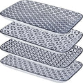 LEHAHA Serving Platters Set of 4, 12" Inch Rectangular Tray, Serving Dishes for Entertaining, Ceramic Serving Trays for Serving Food for Party and Cookies, Microwave & Dishwasher Safe, Black