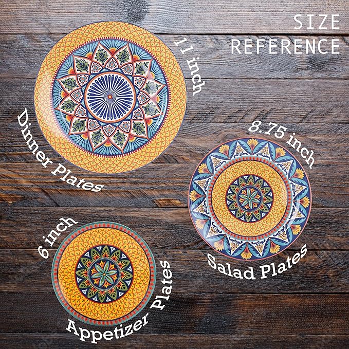Bico Havana Appetizer Plates Set of 6, 6 Inch Small Ceramic Dessert Plates for Snacks, Salad, Tablescape, Microwave and Dishwasher Safe, Gift for Housewarming and Thanksgiving