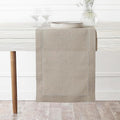 D'Moksha Homes Linen Natural Table Runner 36 Inches - 100% Pure Linen Small Table Runner 14 x 36 Inch Ideal for Dresser, Coffee Tables, Valentines, Spring, Easter - Classic Hemstitch