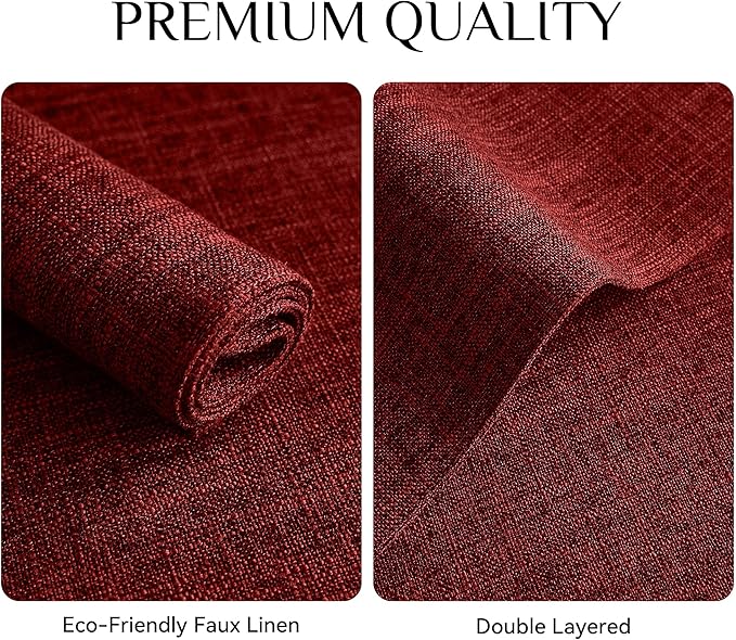 Softalker Faux Linen Placemats Set of 6-12 x 18 Inch, Heat Resistant Double Layered Durable Burlap Farmhouse Place Mats, Non-Slip Washable Rustic Table Mats for Dining, Kitchen, Party（Red