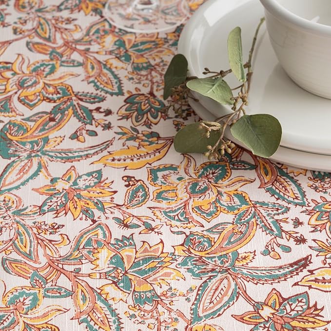 Maison d' Hermine Table Cloth Rectangle Table 100% Cotton 70 x 120 Inches Fall Tablecloth Reusable Everyday Use for Thanksgiving Christmas Decorations Dining Farmhouse Party (Nila)