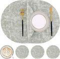 Homaxy Round Faux Leather Placemats and Coasters, Washable Dual-Side Table Mats, Wipeable Heat-Resistant Dining Place Mats for Outdoor and Indoor, Set of 4, Diameter 13 and 3.93 inch, Grass Green