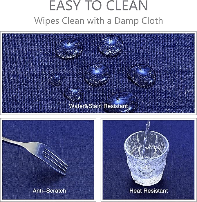 Rectangle Tablecloth Waterproof 60x144 inch Linen Textured Table Cloth Stain and Wrinkle Resistant Washable, Decorative Fabric Table Cover for Dining, Party and Camping, Royal Blue