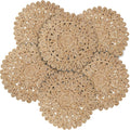 15" Corn Husk Woven Round Placemats Set of 6 - Wicker Boho Farmhouse Placemats - Rattan Table Mats Like Water Hyacinth for Dining Table, Wedding, Home