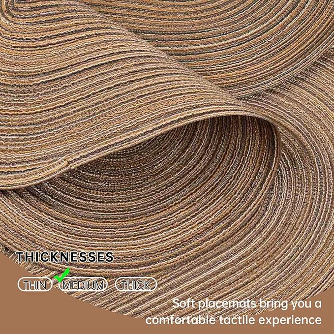 Noctiflorous Oval Braided Placemats Set of 4 Woven 12x18 Inch Non Slip Washable Heat Resistant Place Mats Round Tablemats for Dining Kitchen Party Daily Table Decor Dinner Mats (Brown, 4)