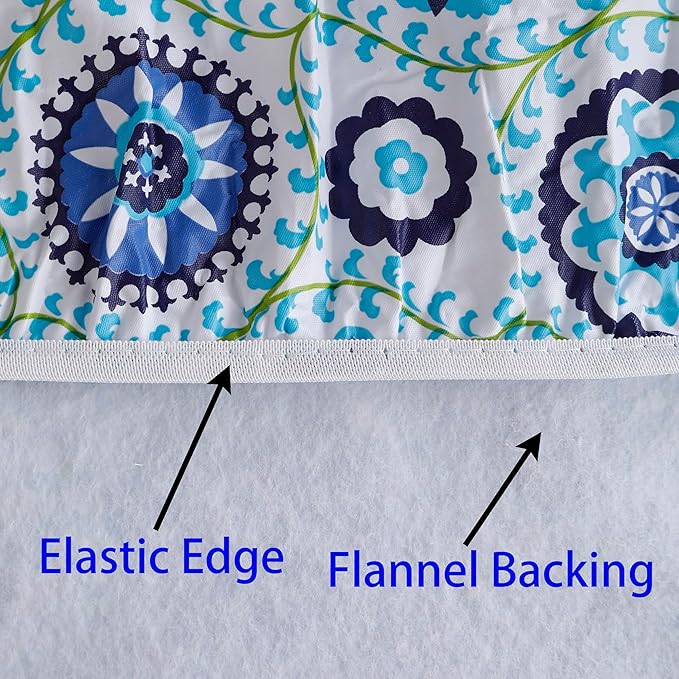 Walrus Round Vinyl Fitted Tablecloth with Flannel Backing Elastic Edge Design Table Cover Waterproof Oil-Proof PVC Table Cloth Stain-Resistant Best for 37"-44" Round