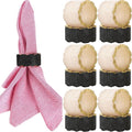CLEENTABLE Rustic Epoxy Resin Napkin Rings - 12 Pcs Napkin Holders for Parties, Dining, Family Gatherings, Weddings, Holidays, Décor, Gifting - Durable Tabletop Decor (Ivory Black)