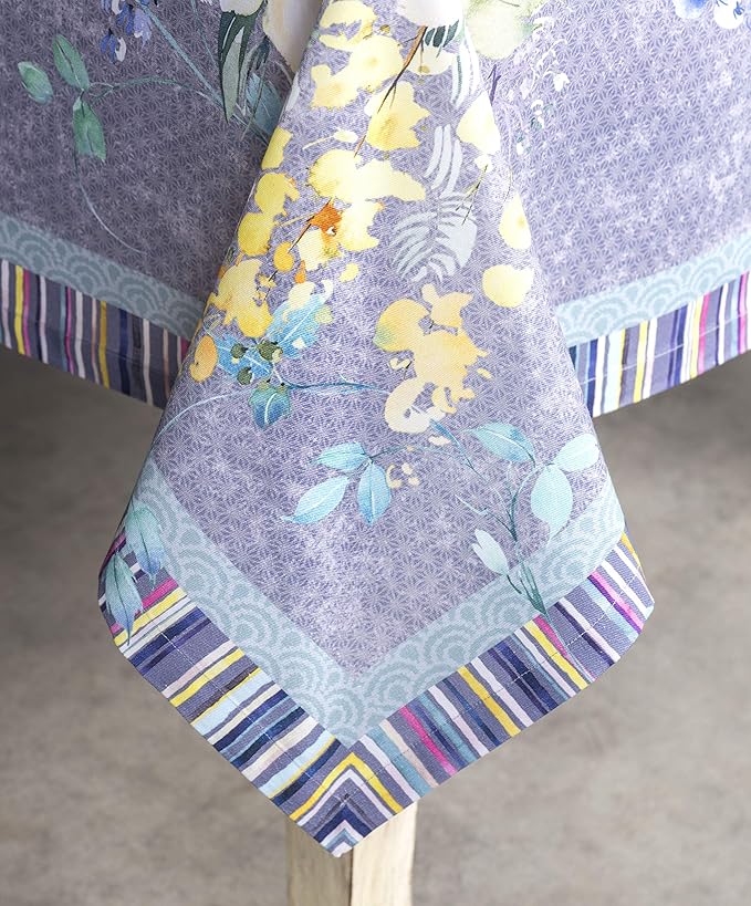 Maison d' Hermine Table Cloth Square Table 100% Cotton 60 x 60 Inches Tablecloth Reusable Decorative for Dining Room Farmhouse Home Valentines Day Decorations Spring Summer- Sweet Rose Lavender - Lush