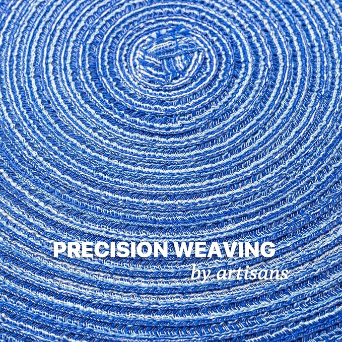 Round Placemats Set of 12 Woven Placemats Washable Braided Table Mats for Dining Table Heat Resistant Non-Slip Circle Place Mats(Royal Blue)