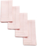 Solino Home Pink Linen Napkins Set of 4-100% Pure Linen Hemstitch Dinner Napkins 20 x 20 Inch for Valentines, Spring, Easter - Classic Hemstitch