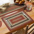 Homespice Chester Jute Woven Placemats, Warm Lodge and Cabin Decor, Set of 4, Red 13x19 Rectangle Table Mats - Vibrant Colors, Durable, Easy to Clean and Protects Furniture