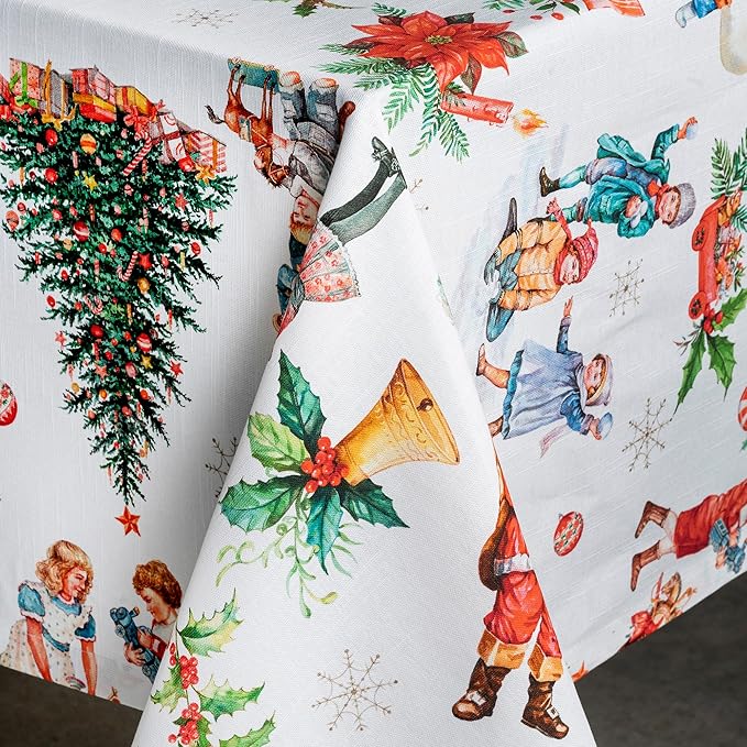 Maison d' Hermine Table Cloth Rectangle Table 100% Cotton 70 x 108 Inches Fall Tablecloth Reusable Everyday Use for Thanksgiving Christmas Decorations Dining Farmhouse Party (Chromo)