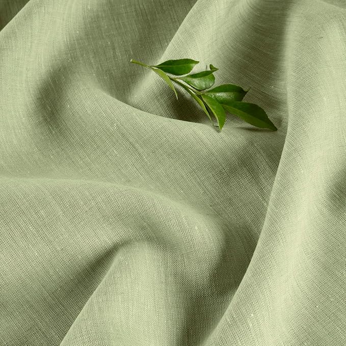 Solino Home Linen Tablecloth 60 x 156 Inch - 100% Pure Linen Chambray Olive Table Cloth for Rectangular Tables - Athena, Machine Washable Cloth Tablecloth for Spring, St Patricks Day