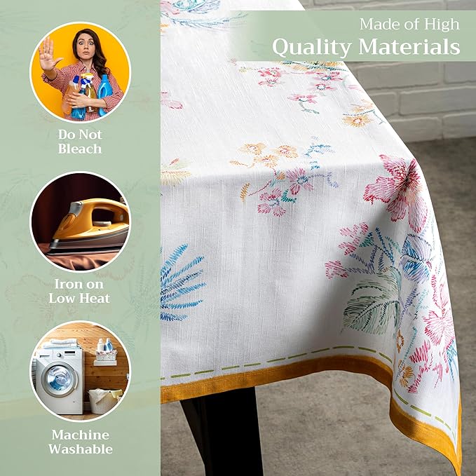 Maison d' Hermine Table Cloth Rectangle Table 100% Cotton 70 x 90 Inches Tablecloth Reusable Decorative for Dining Room Farmhouse Home Valentines Day Decorations Spring Summer - Paradise Island