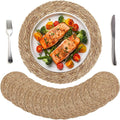 Kochorie Set of 12 Round Woven Placemats 15 Inch Bulrush Placemats Natural Handwoven Boho Rattan Wicker Table Mats for Farmhouse & Home Dining