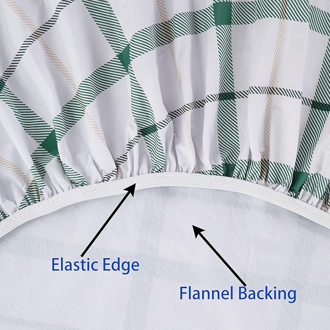 Walrus Round Vinyl Fitted Tablecloth with Flannel Backing Elastic Edge Design Table Cover Waterproof Oil-Proof PVC Table Cloth Stain-Resistant Best for 32"-36" Round